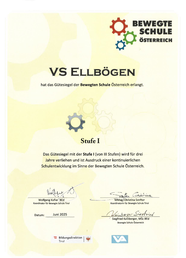 Bewegte Schule Gütesiegel
